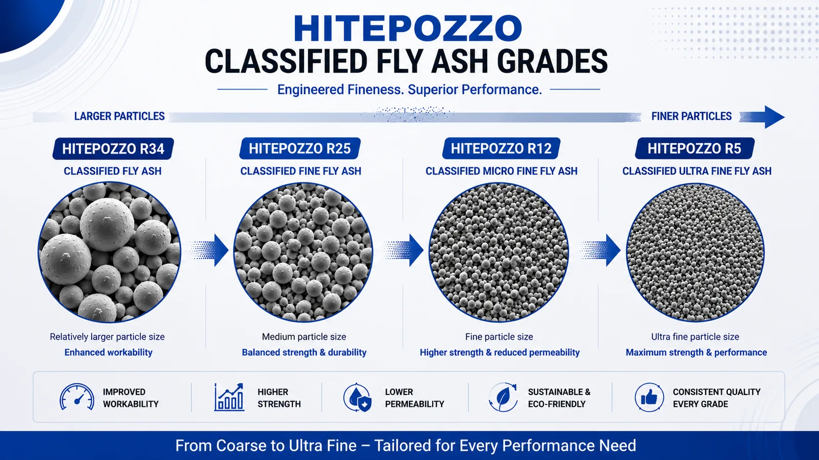 HITEPOZZO classified fly ash under microscope