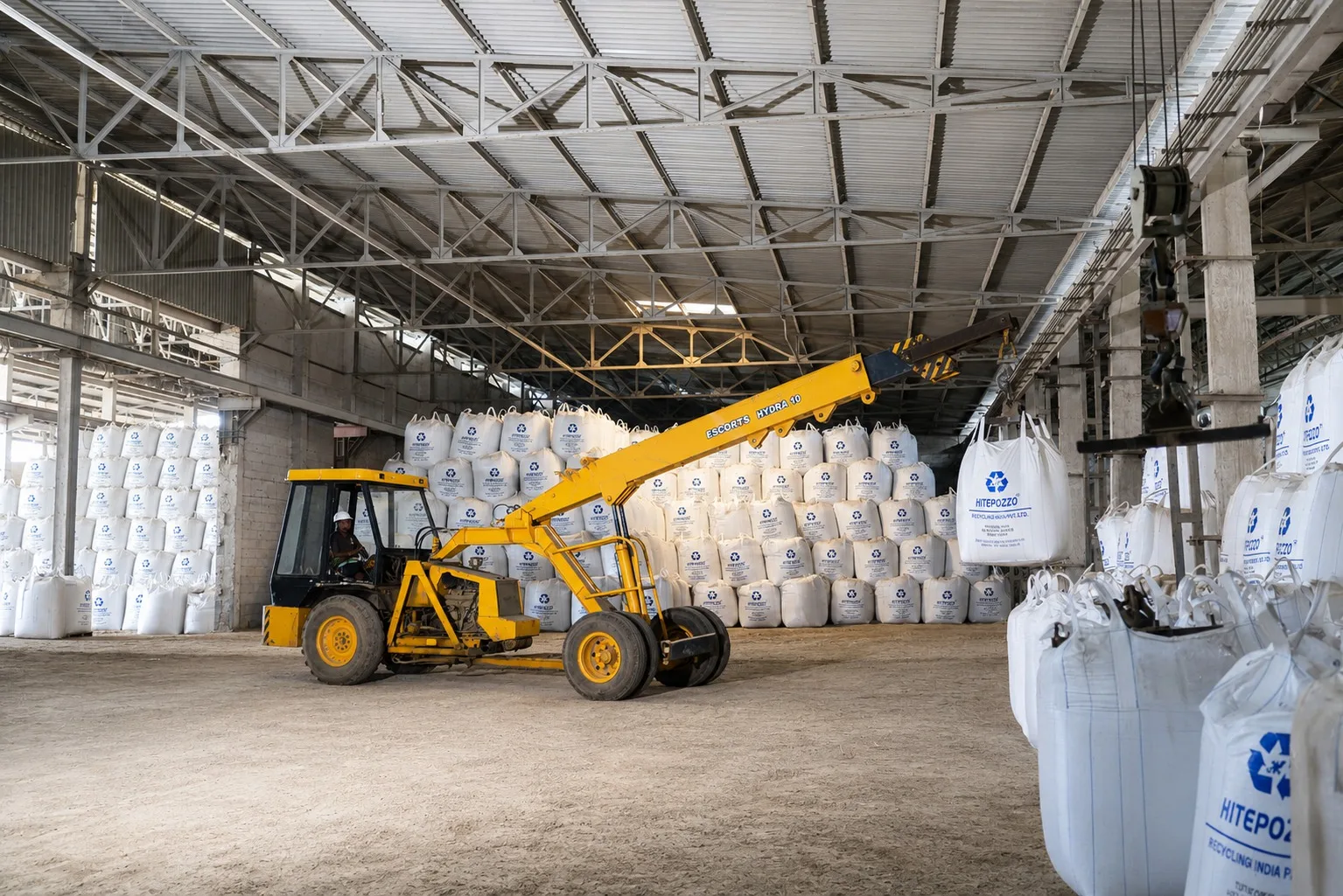 Crane handling in covered warehouse