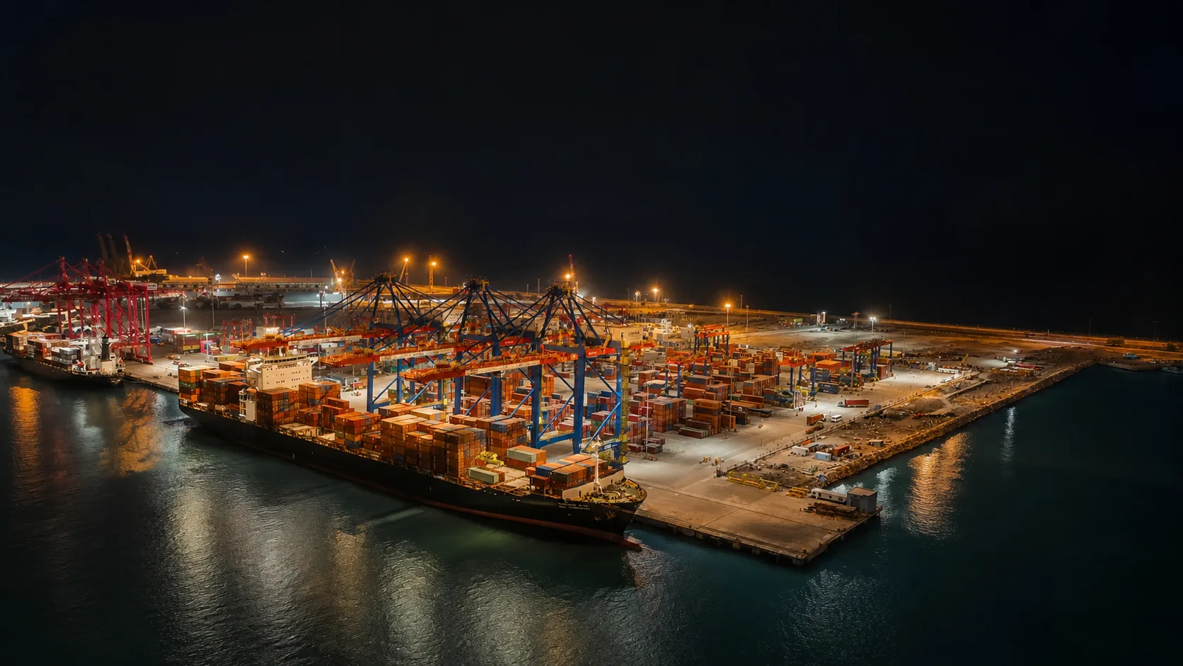 V.O. Chidambaranar Port at night